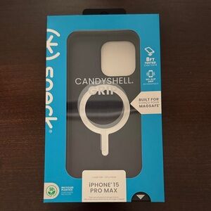 Speck Candyshell Grip MagSafe iPhone 15 Pro Max Case - Mystery Blue/Faded Denim